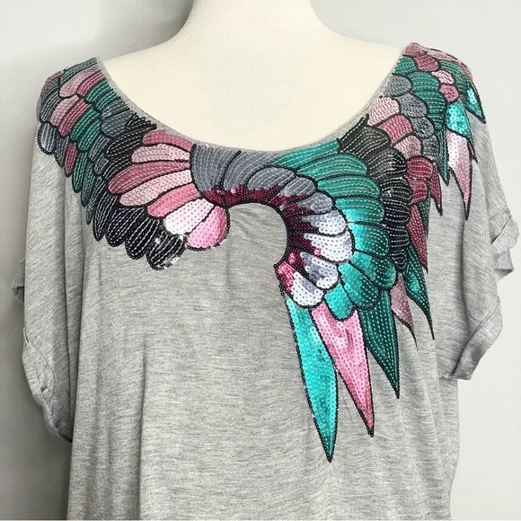 H&M Off Shoulder Short Sleeve Sequined Tunic Top - Picture 5 of 8